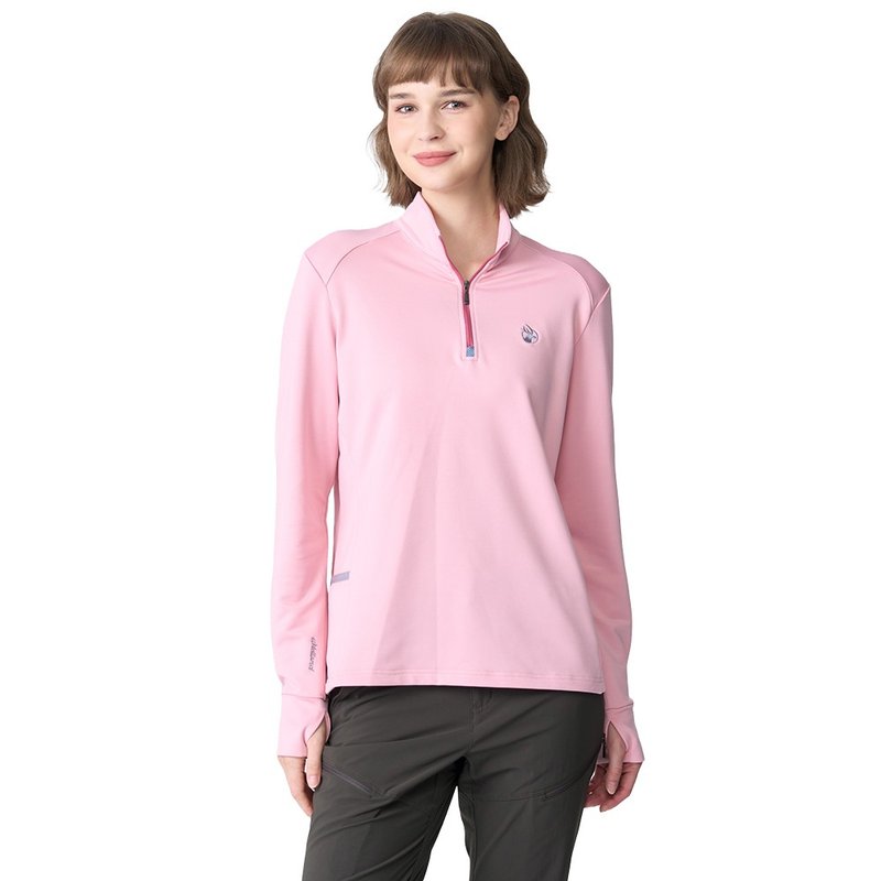 [Wildland] Elastic twill zipper warm functional clothing for women 0B12603-183 lilac powder - Women's Tops - Polyester Pink