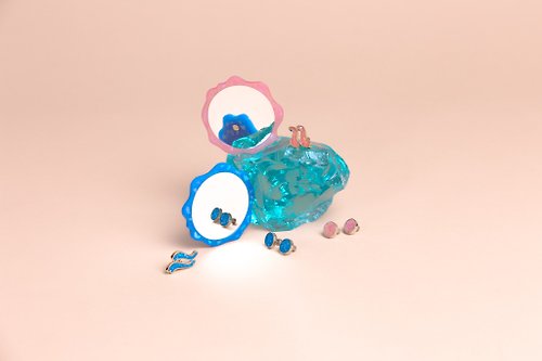 LYNLI Jewelry 【隨身鏡】雲朵緞帶隨身鏡 粉/藍 母親節/ 畢業禮物/ 情人節禮物