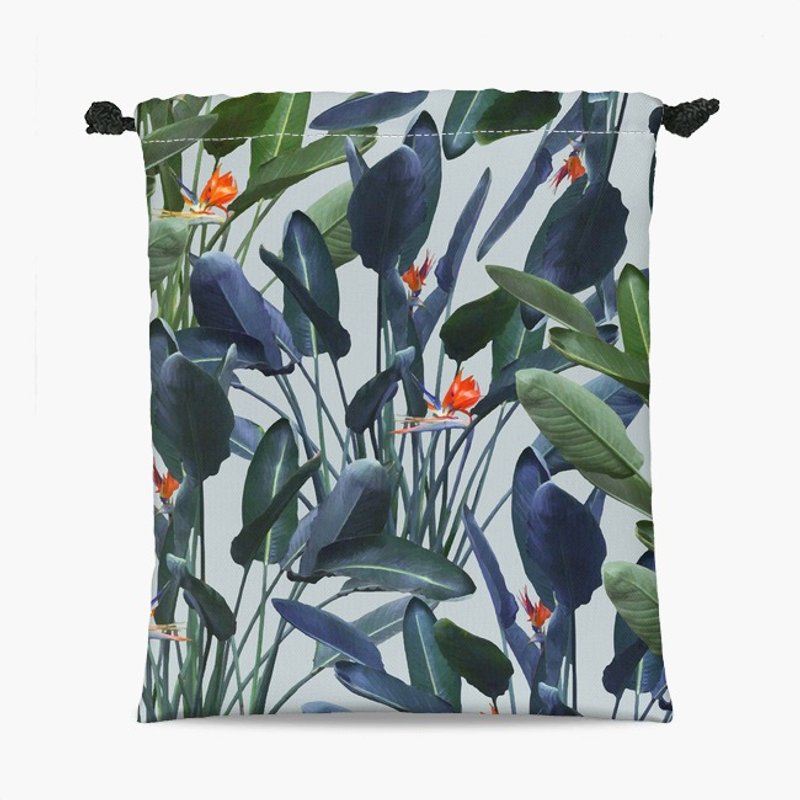 Drawstring Pouch - 束口袋 - Bird of Paradise Pattern V2 - 化妝包/收納袋 - 其他材質 