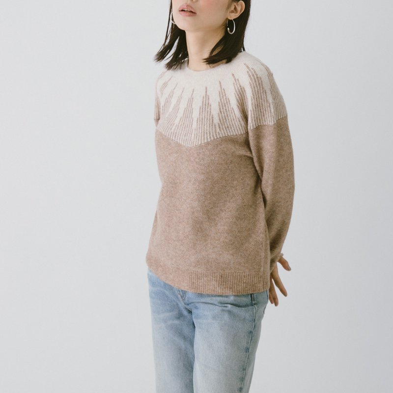 Nordic style sweater- Brown - สเวตเตอร์ผู้หญิง - ขนแกะ 