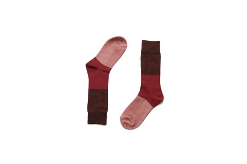 ORINGO 林果良品 色塊羅紋紳士襪 珊瑚紅