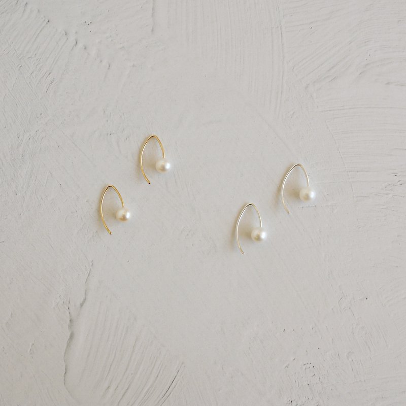 14kgf /Silver925  Freshwater Pearl Hook Earrings - ピアス・イヤリング - 真珠 ホワイト