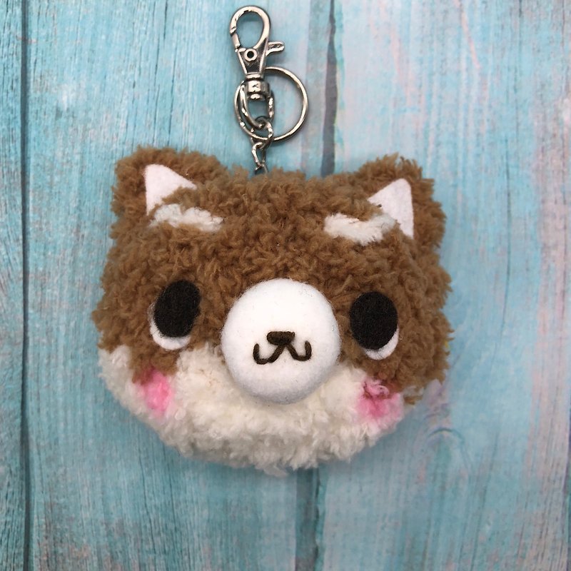 Shiba Inu-chubby woolen animal key ring charm - Keychains - Polyester Brown