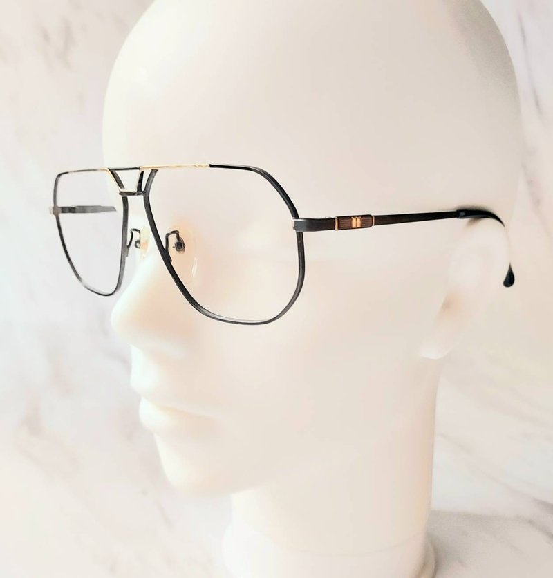 Deadstock 飛行員風格 Seiko Harvest 鈦合金 黑金雙色古董眼鏡 - 眼鏡/鏡框 - 其他材質 黑色