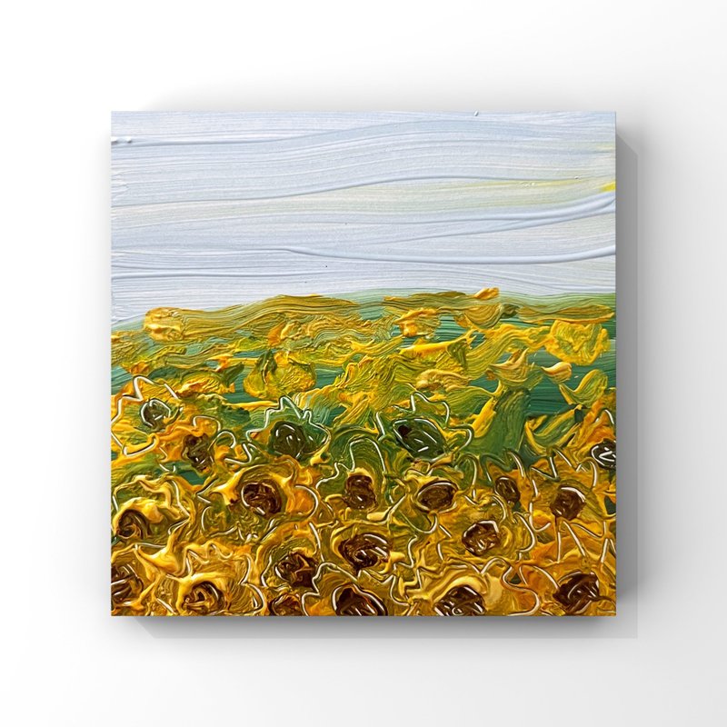 Tuscany landscape art Tuscany sunflowers field original oil painting Tuscany art - 海報/掛畫/掛布 - 其他材質 多色