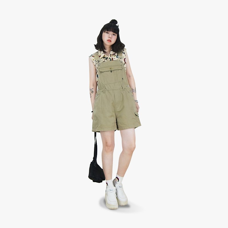 A‧PRANK: DOLLY :: retro VINTAGE brand no boundaries army green tannins harness shorts - Overalls & Jumpsuits - Cotton & Hemp 