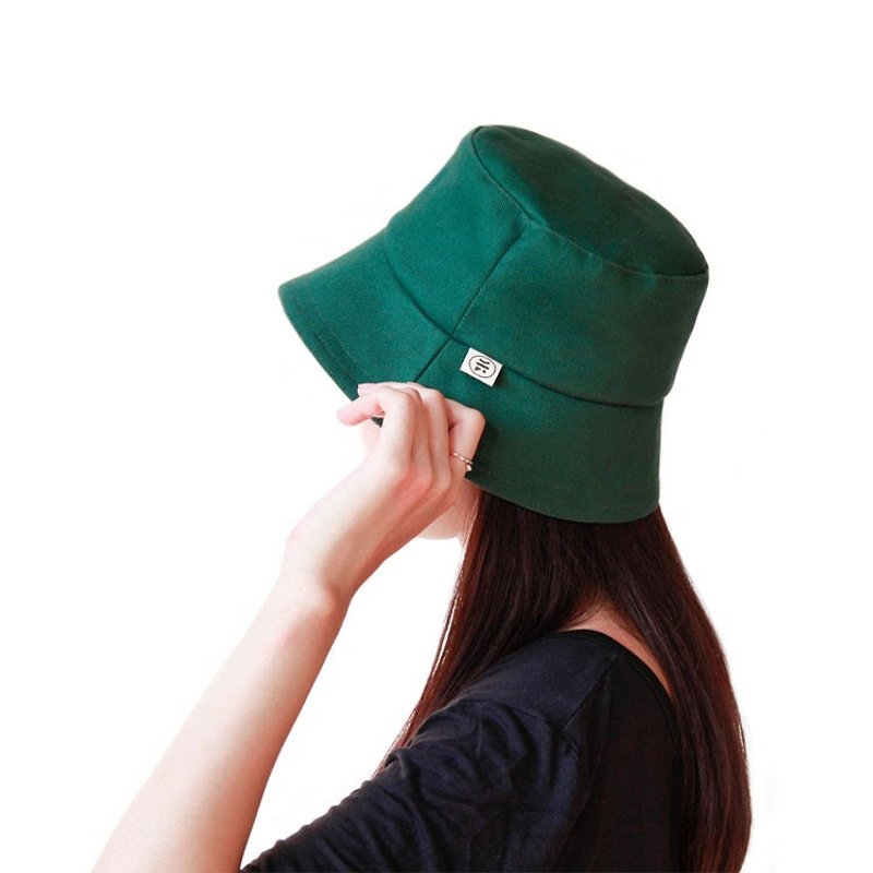 【漁夫帽】- 山之影 - 帽子 - 棉．麻 綠色