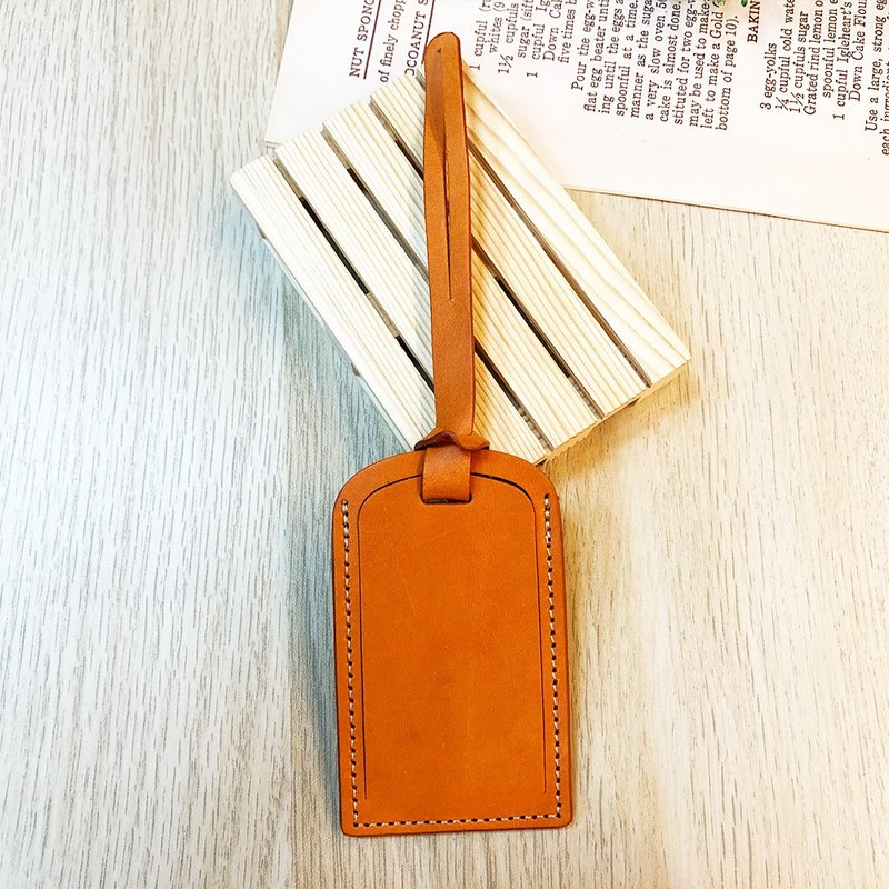 [Handmade Leather] Travel Tag-Caramel Orange (Made in MIT Taiwan) - Luggage Tags - Genuine Leather Orange