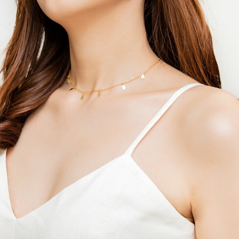Tiny Leafs Silver 18K Gold Plated Necklace金色小葉片純銀項鍊 - 項鍊 - 純銀 金色