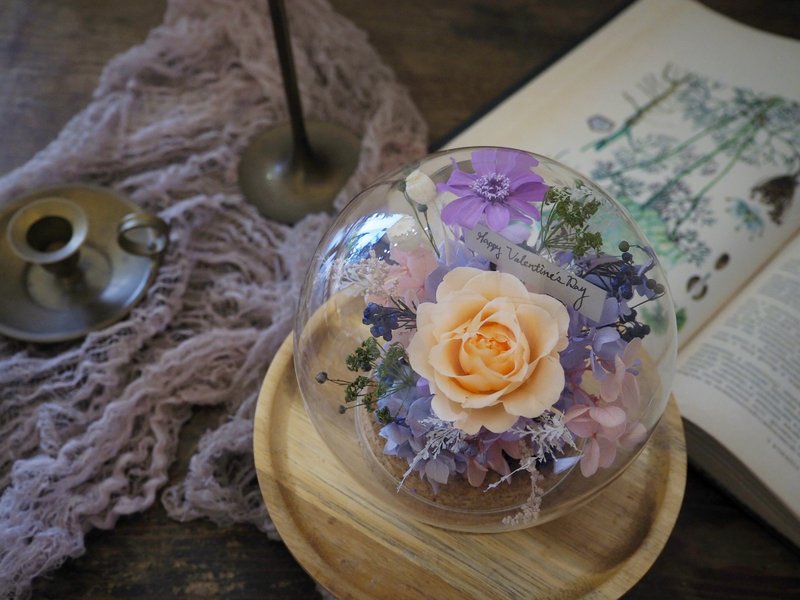 母親節母親節花束母親節花禮【永生花圓球玻璃罩盅】永生花不凋花 - 植栽/盆栽 - 植物．花 紫色