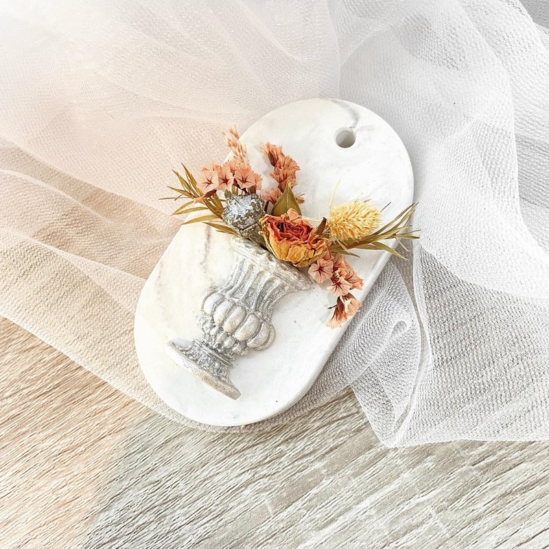 Natural dry flower diffuser Stone marble pattern hanging piece fragrance tag to send 3ml essential oil gift box packaging - Fragrances - Plants & Flowers Multicolor