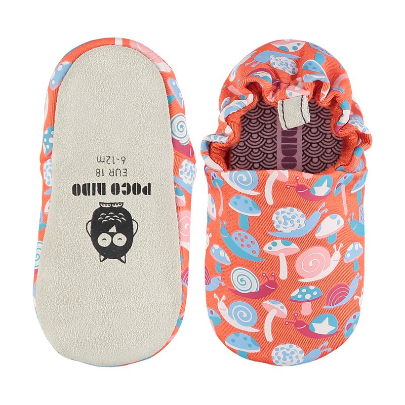 Poco Nido (UK) Baby/BB Shoe/Kids learning Shoe - Snails Red - รองเท้าเด็ก - ผ้าฝ้าย/ผ้าลินิน 