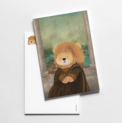 Jormation Lion in Mona Lisa Art Parody Postcard