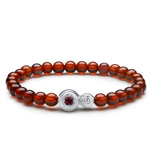 Majade Jewelry Design 玫瑰石榴石純銀波浪手鍊-天然水晶脈輪手串-療癒1月誕生石珠鍊