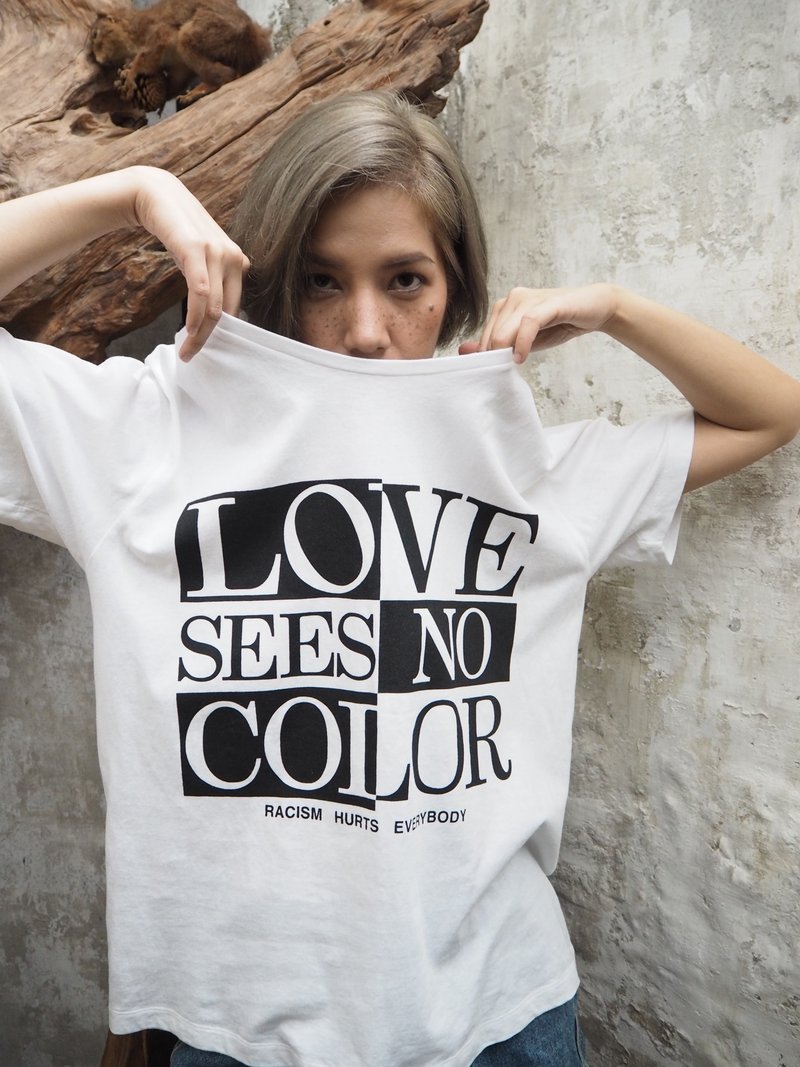 T-shirt, printed, round neck, white colour, tubular knit - 女 T 恤 - 棉．麻 白色