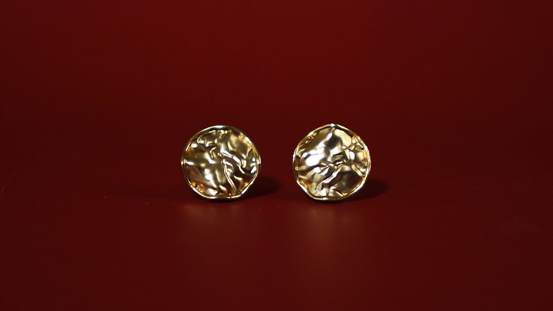 [Ancient simplicity and luxury] Irregular Bronze earrings/steel needles/anti-allergic - ต่างหู - โลหะ สีทอง