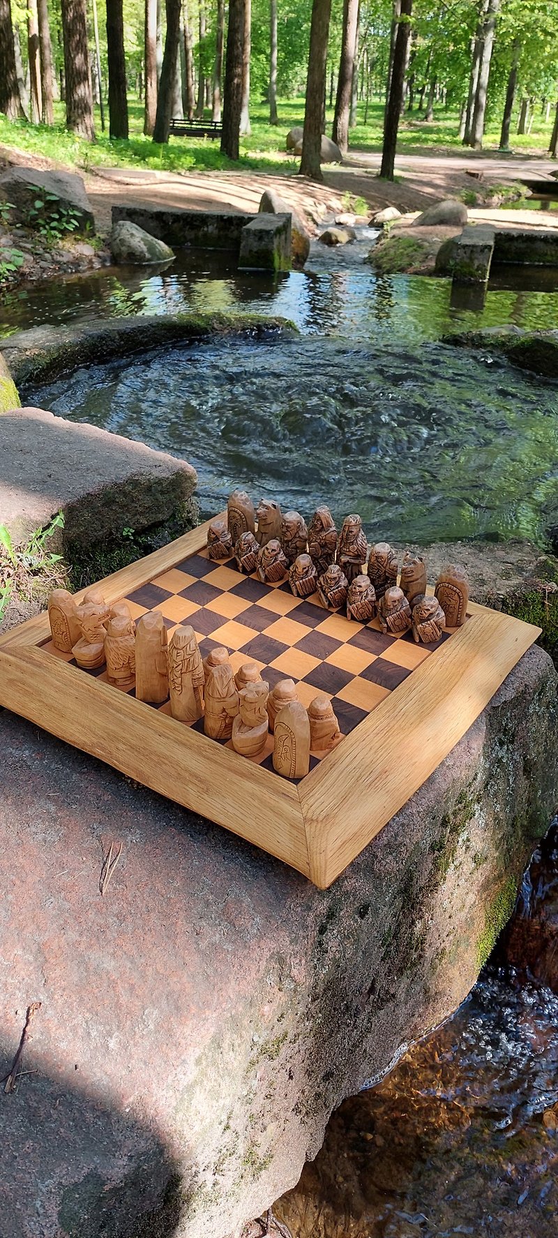 Viking chess set ragnarok board game - Stuffed Dolls & Figurines - Wood Gold