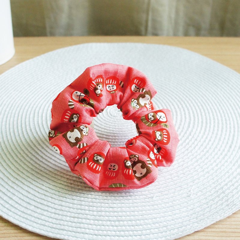 Lovely Japanese Cloth [Tie Cat Fushen Hair Bundle, Red] Large Intestine Circle E - Hair Accessories - Cotton & Hemp Red