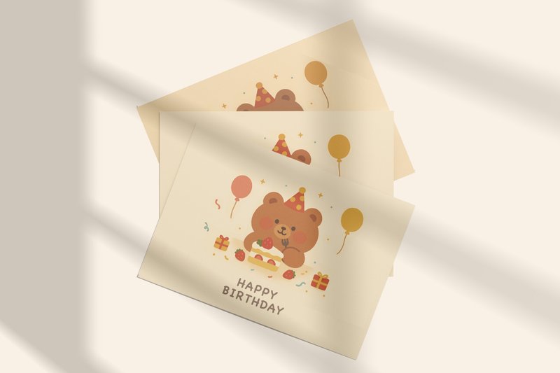 熊熊生日明信片 生日卡片 熊熊卡片 - 卡片/明信片 - 紙 