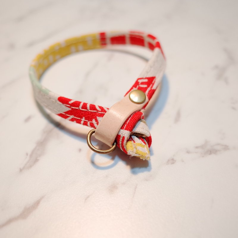 Cat Collars, Wild forest with red leaf and flowers_CCJ090416 - Collars & Leashes - Genuine Leather 