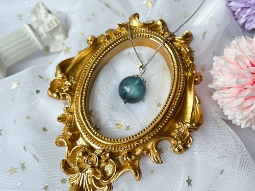 LifelikeDream Handmade 【一物一圖】稀有18mm糯體藍爆閃/星光海藍寶吊墜連S925純銀項鍊