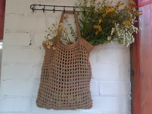 Rufiki - home decor Crochet jute shopping bag with handles Rope shopping bag