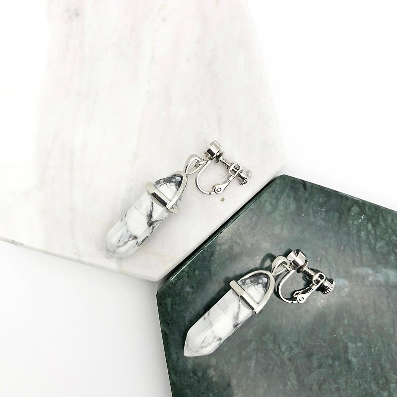 Marble 925 Silver Earrings 【Unisex Earrings】 【Marble】 【Valentines Day  Gift】 - ต่างหู - เงินแท้ หลากหลายสี