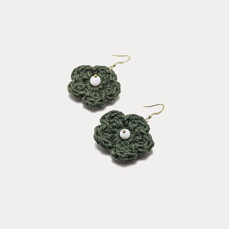 織花之花-墨綠 | 耳環 耳夾 - 耳環/耳夾 - 銅/黃銅 綠色