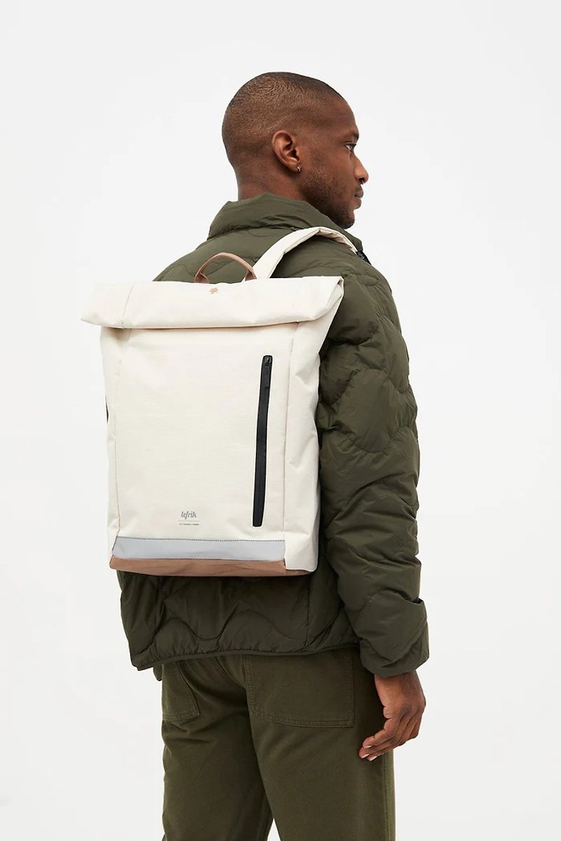 Lefrik from Spain - 15'Roll Reflective Backpack | Ivory |Waterproof Computer Bag - กระเป๋าเป้สะพายหลัง - พลาสติก ขาว