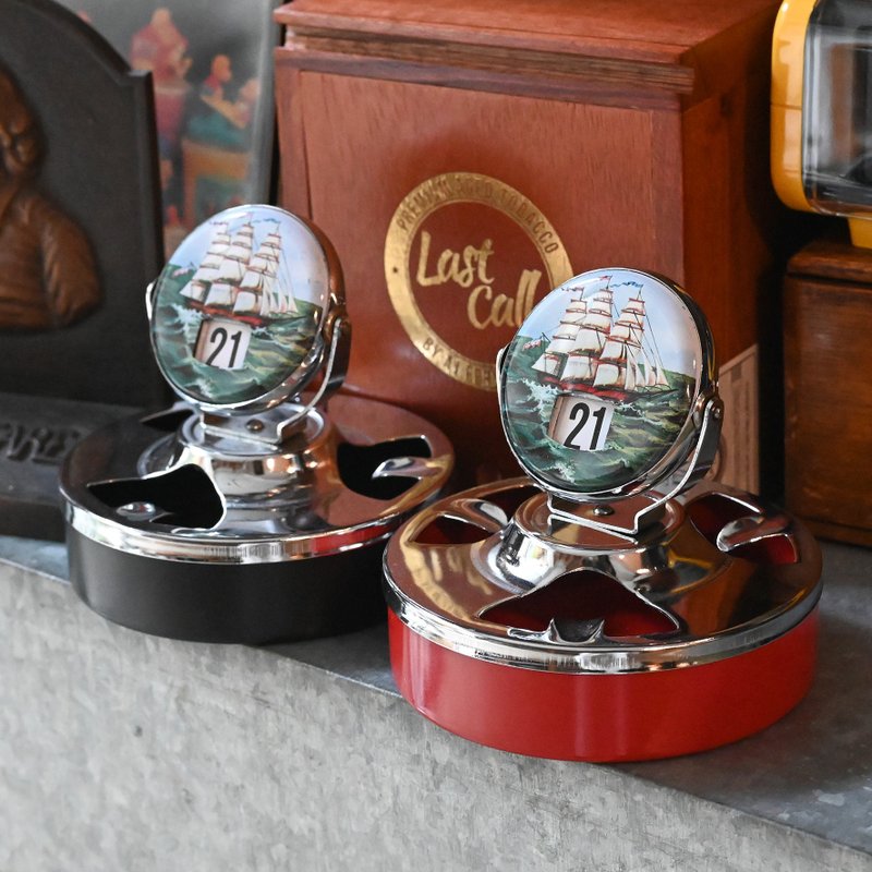 Vintage 翻頁萬年曆煙灰缸 / 古董萬年曆、古董煙灰缸、古董收藏 - 其他 - 其他金屬 多色