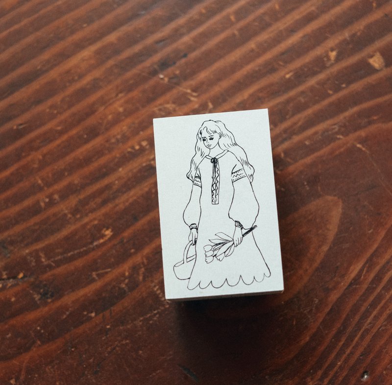 四季女孩 木頭印章 - 印章/印台 - 木頭 白色