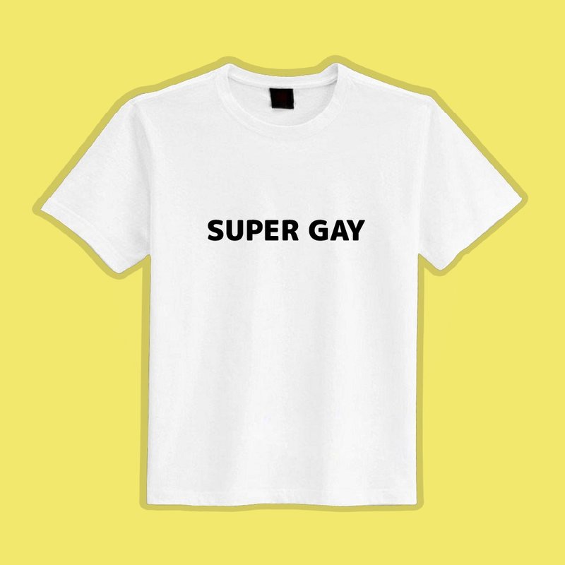 Orm same style SUPER GAY cultural and creative clothes T-shirt white T children's clothing pure cotton moisture wicking and cool feeling - เสื้อยืดผู้ชาย - ผ้าฝ้าย/ผ้าลินิน หลากหลายสี