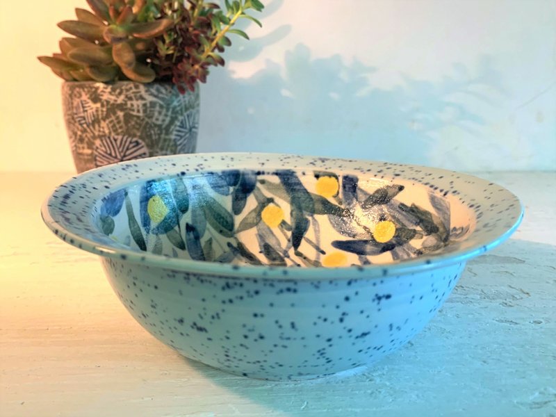 叢間螢點點陶製沙拉碗_陶瓷餐碗 - 碗 - 陶 藍色
