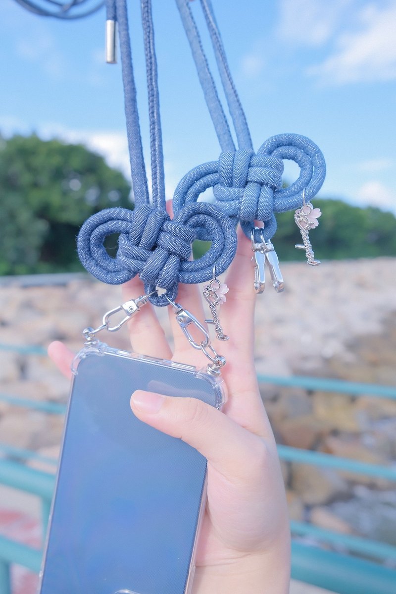 [Yushou knot mobile phone rope | Supports Iphone15] Origin of mobile phone rope denim series - Lanyards & Straps - Cotton & Hemp 