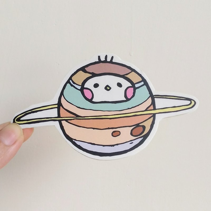 Planet illustration sticker - สติกเกอร์ - กระดาษ สีกากี