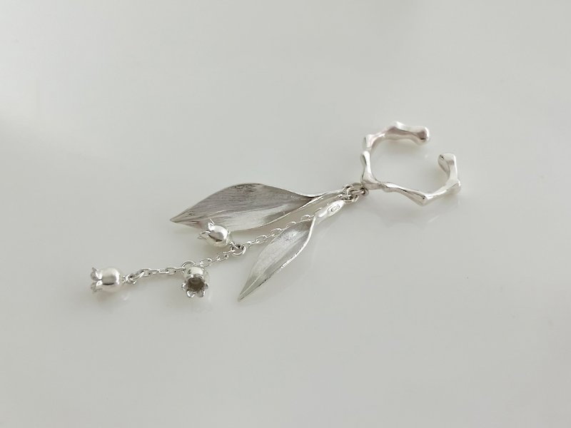 Swaying leaves and lily of the valley ear cuffs - Earrings & Clip-ons - Sterling Silver 