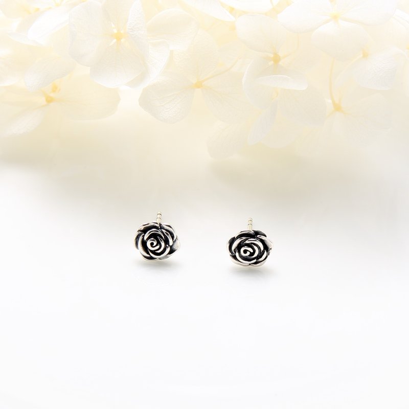 【Angel & Me】Le Petit Prince Rose s925 sterling silver earrings birthday gift - ต่างหู - เงินแท้ สีเงิน