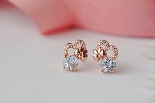 roseandmarry Natural Topaz Sterling Silver 925 Stud Earrings, Flower earrings
