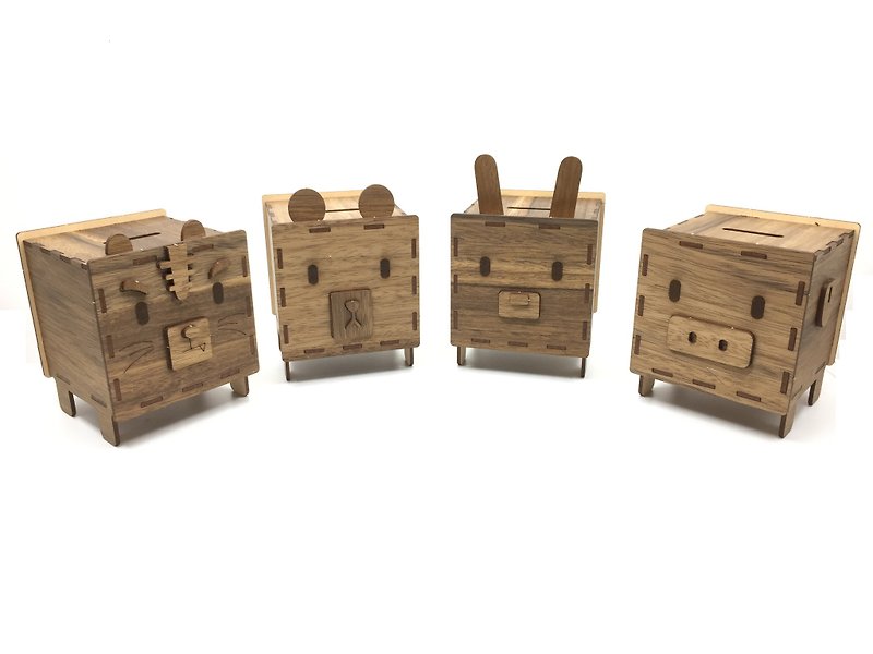 Piggy bank (animal) DIY wood veneer puzzle home life gift - กระปุกออมสิน - ไม้ สีนำ้ตาล