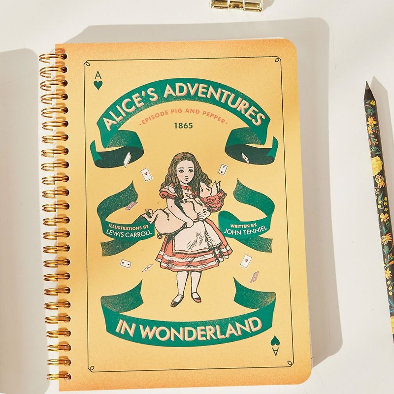 7321 Design Alice Gold Ring Notebook - Baby Pig, 73D73969 - สมุดบันทึก/สมุดปฏิทิน - กระดาษ สีเหลือง