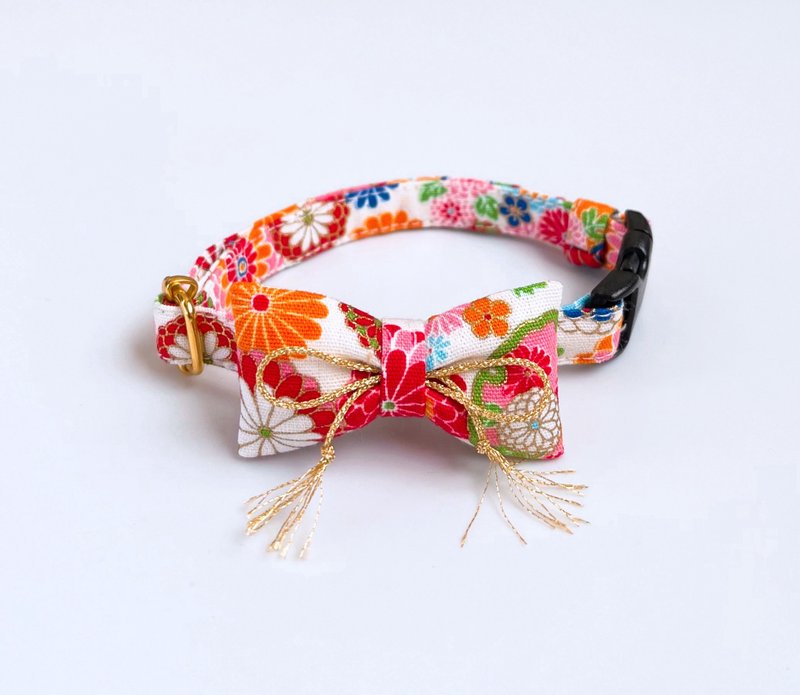 ハイカラリボン首輪【白】 - 項圈/牽繩 - 棉．麻 白色