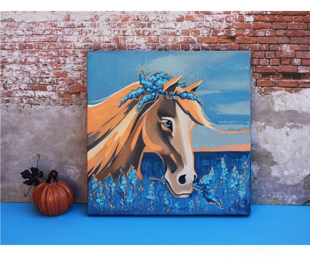 馬の絵画 保育園 オリジナルアート 動物のアートワーク 農場の壁の装飾