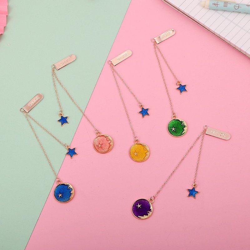 Star planet moon color gradient charm metal chain - Bookmarks - Precious Metals 