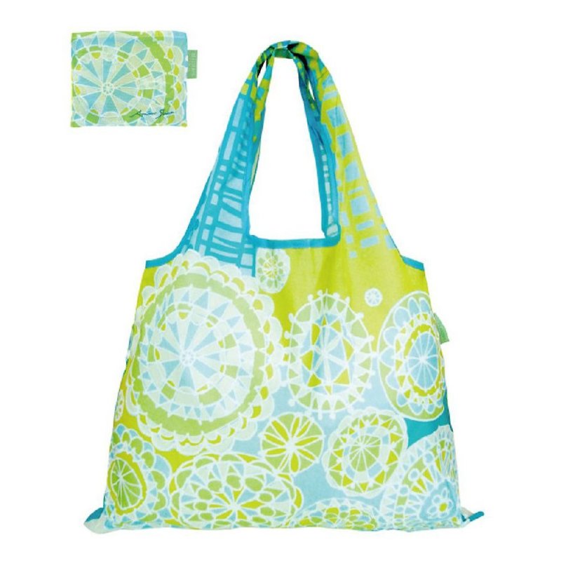 Prairie Dog Designer Reusable bag - Popping Flower - กระเป๋าถือ - เส้นใยสังเคราะห์ สีเขียว