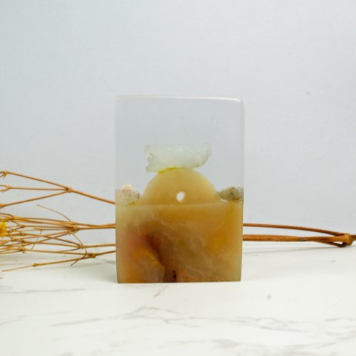 藝群人 客製化手工印章-|天然翡翠貔貅樹脂印章 3.1x1.3 CM|手工篆刻印章