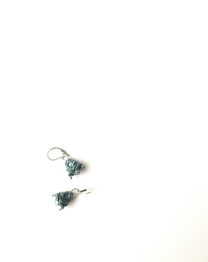 Antique Wax Thread Braided Crystal Earrings - ต่างหู - คริสตัล 