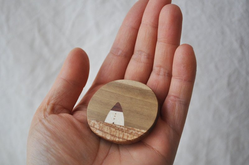 Travel landscape brooch 13 - เข็มกลัด - ไม้ 