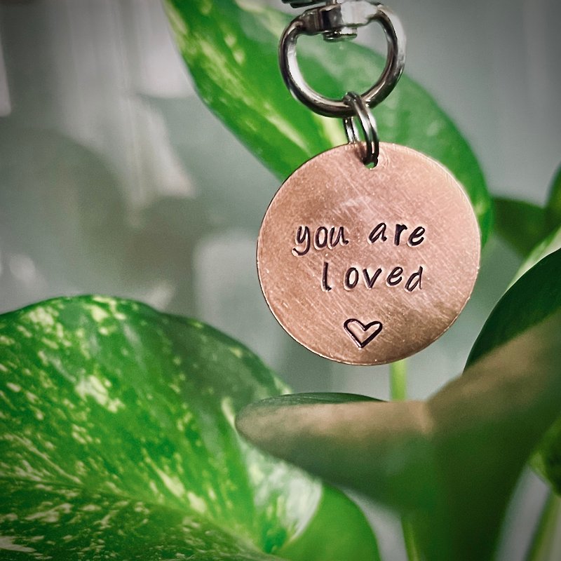 You are loved engraved keychain, customizable metal tag, super lightweight - Keychains - Copper & Brass 