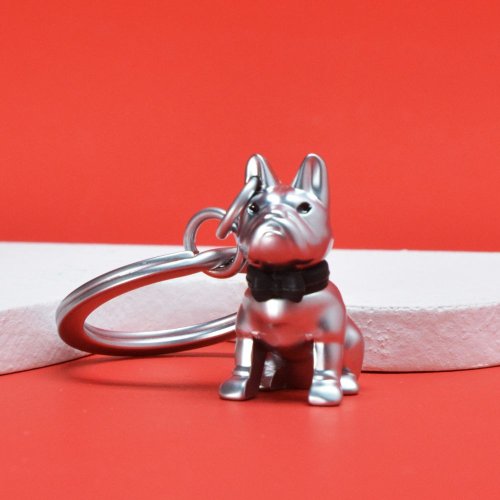 Metalmorphose 臺灣經銷 【Metalmorphose】MTM銀色鬥牛犬鑰匙圈 狗/吊飾/禮品/寵物