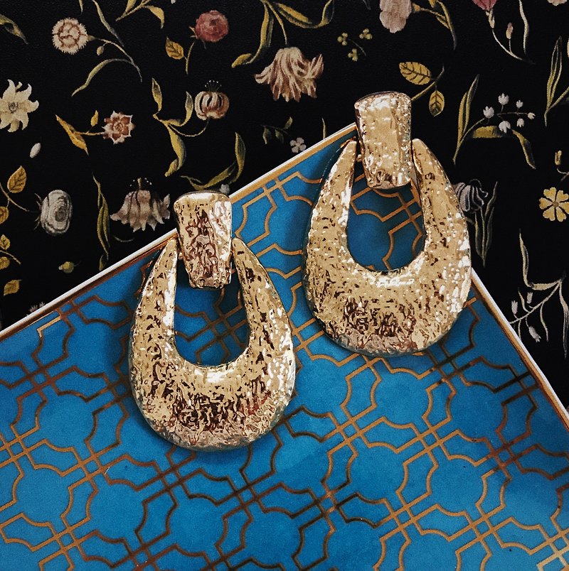Antique Earrings | Classical Golden Texture | CAA055 - Earrings & Clip-ons - Other Materials Gold